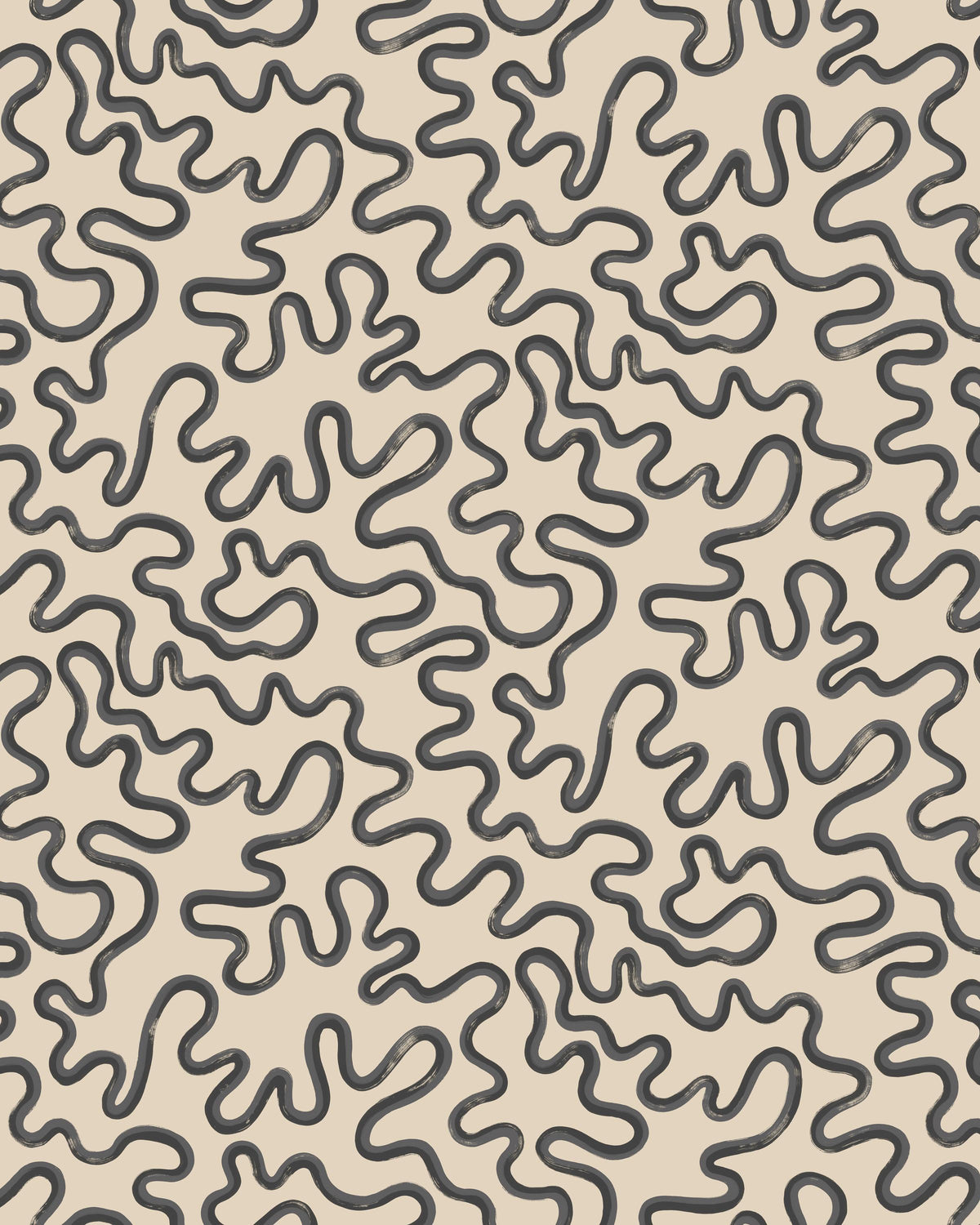 Cole & Son RAINFOREST SQUIGGLE CHARCOAL Wallpaper