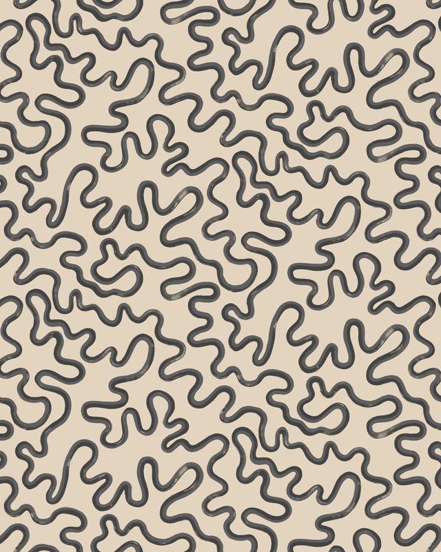 Cole & Son RAINFOREST SQUIGGLE CHARCOAL Wallpaper