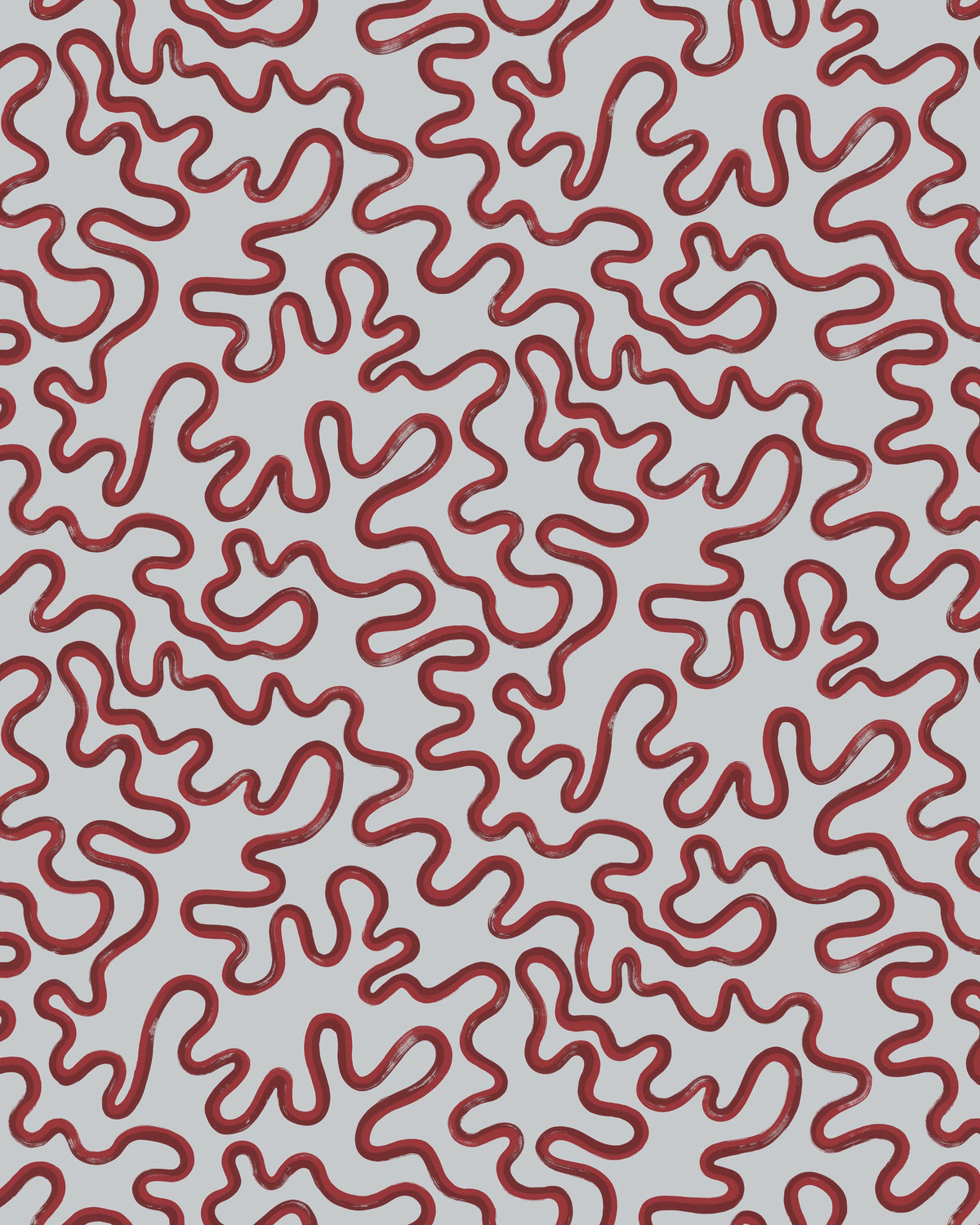 Cole & Son RAINFOREST SQUIGGLE ROUGE Wallpaper