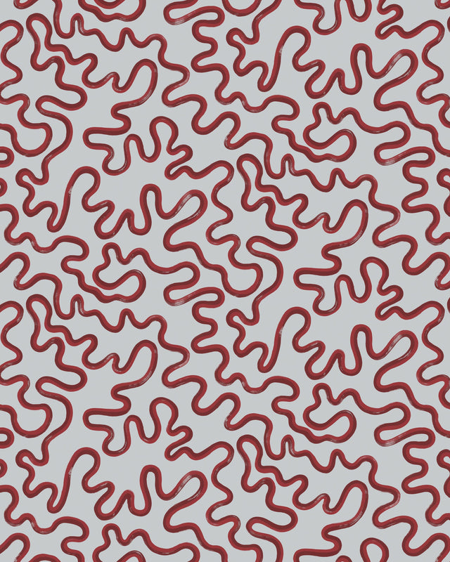 Cole & Son RAINFOREST SQUIGGLE ROUGE Wallpaper