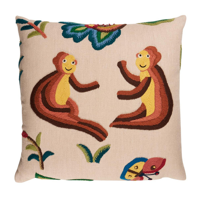 Schumacher Paradise 18" x 18" Spotswood Crewel Pillow C