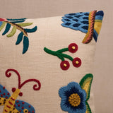 Schumacher Paradise 18" x 18" Spotswood Crewel Pillow B
