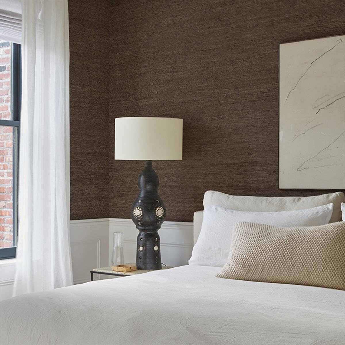 Schumacher Han Arrowroot Brown Wallpaper
