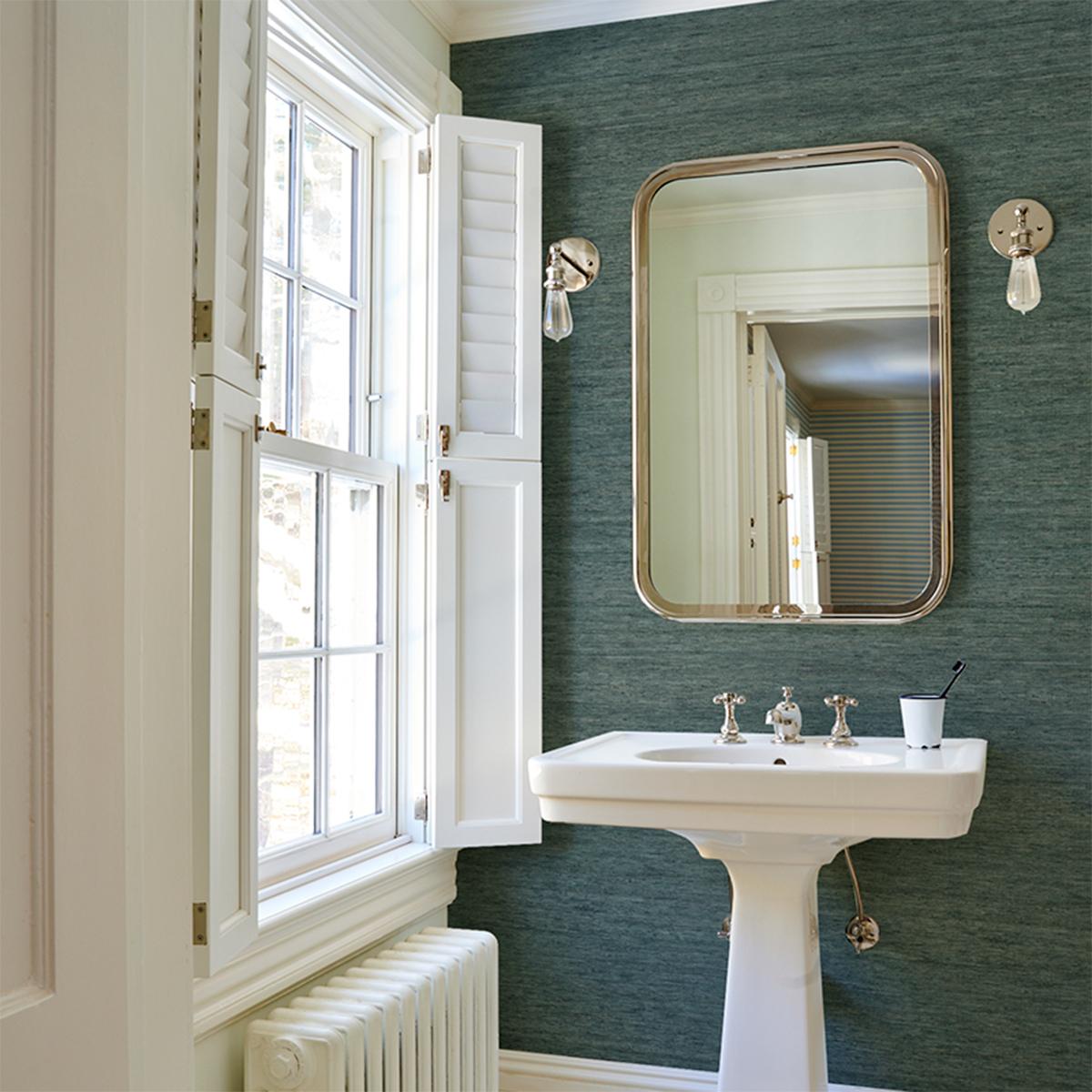 Schumacher Han Arrowroot Teal Wallpaper