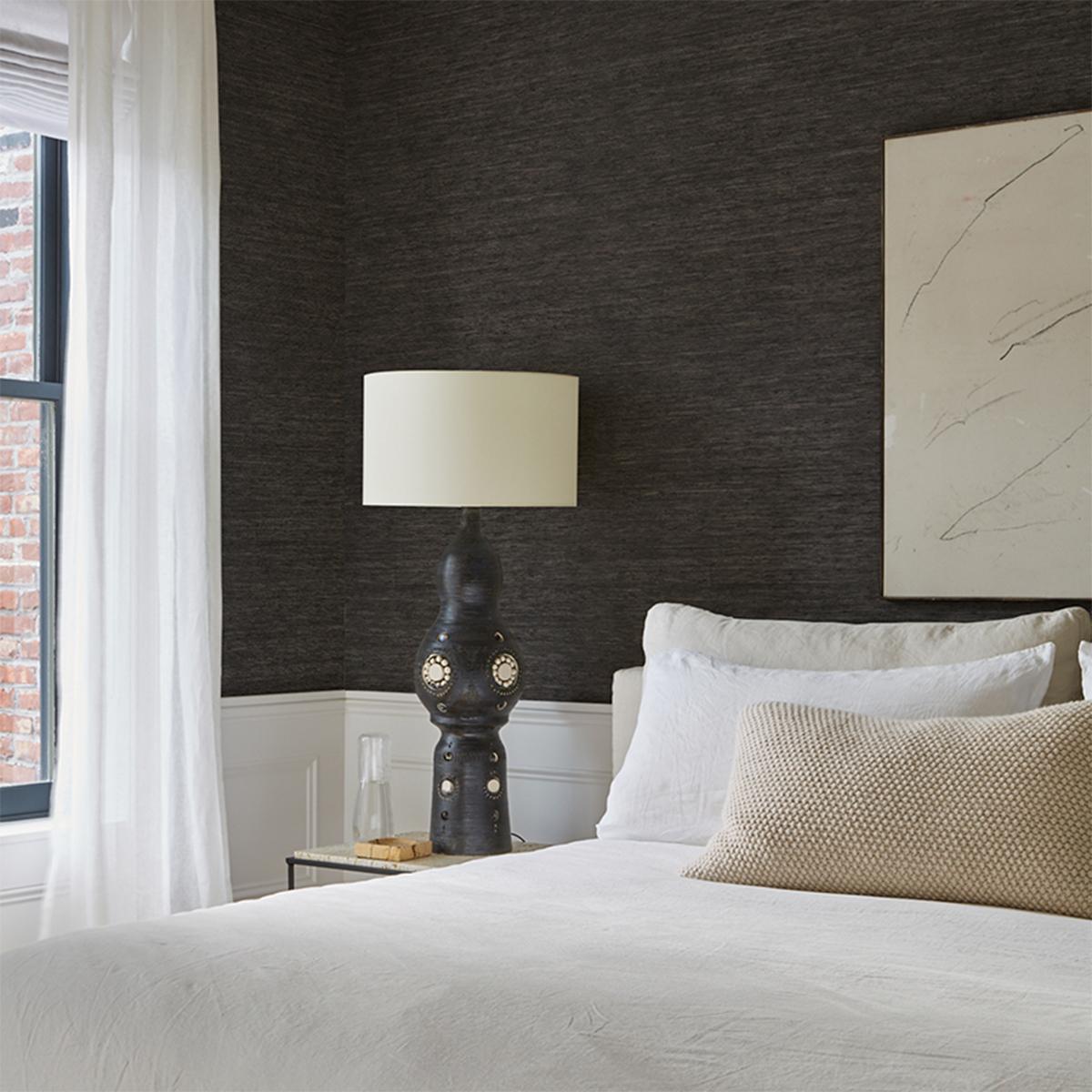 Schumacher Han Arrowroot Charcoal Wallpaper