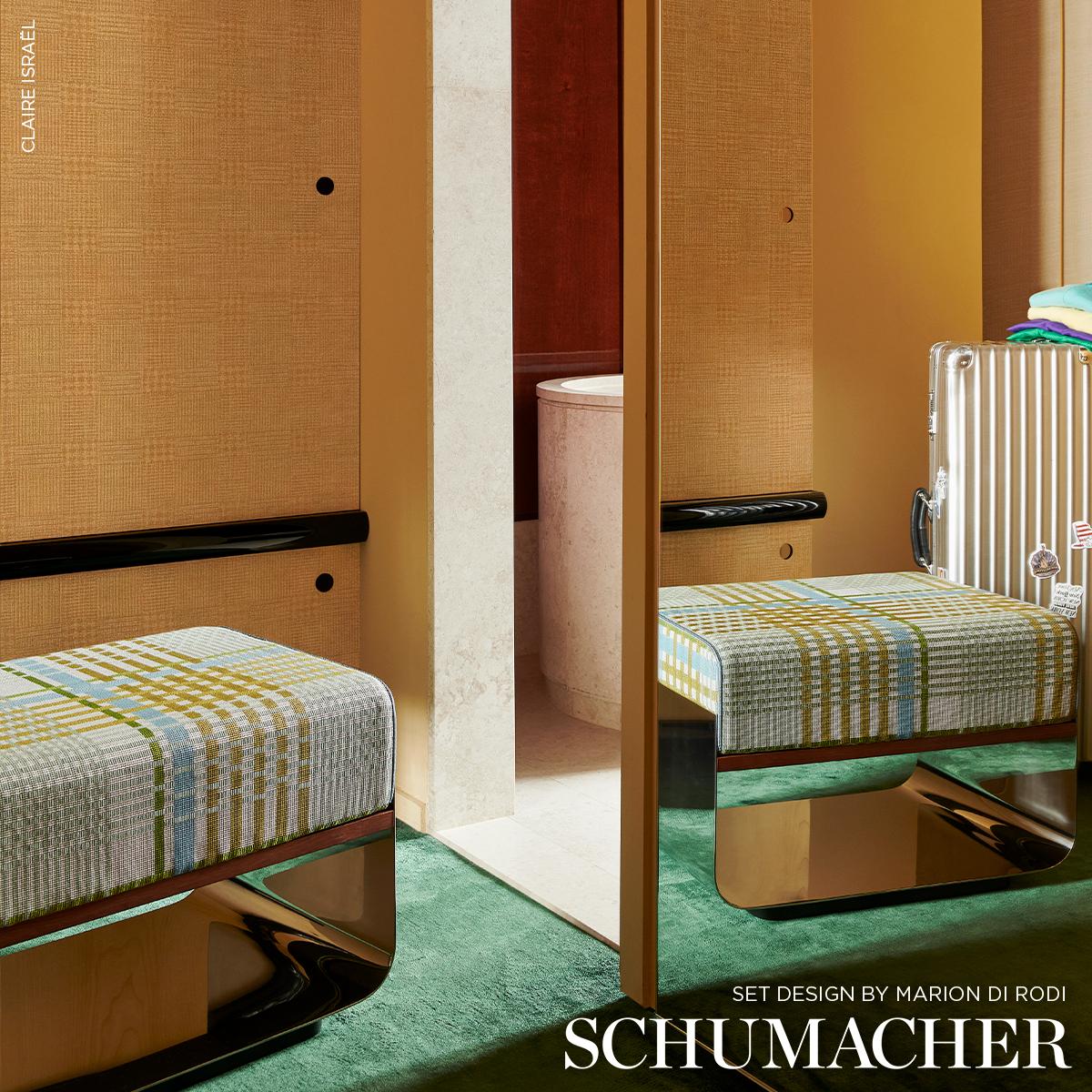 Schumacher Fuzzy Plaid Antique Gold Wallpaper