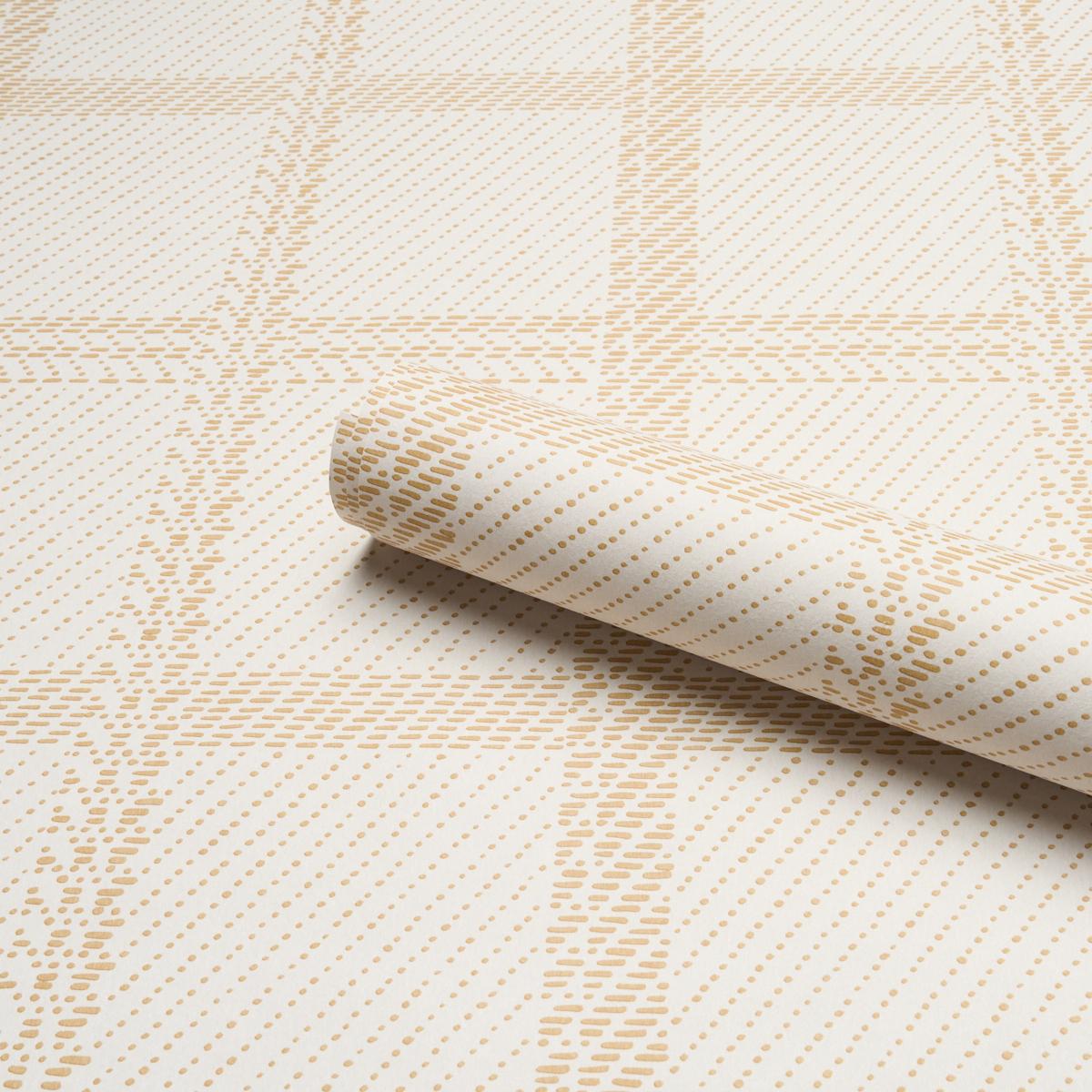 Schumacher Vibrato Plaid Antique Gold Wallpaper