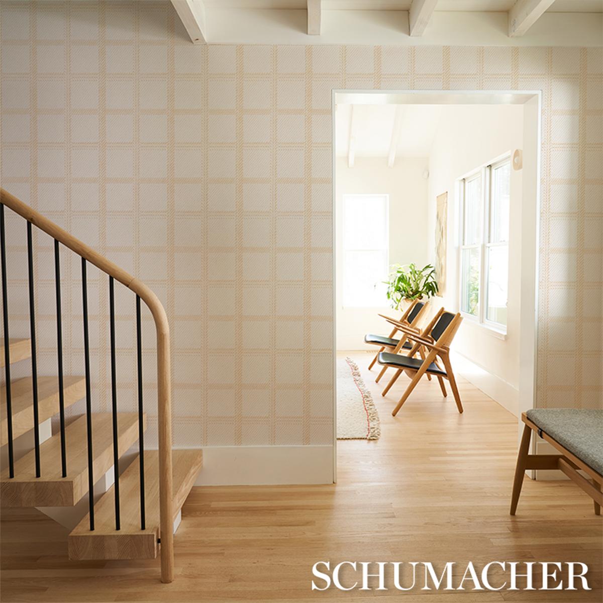 Schumacher Vibrato Plaid Antique Gold Wallpaper