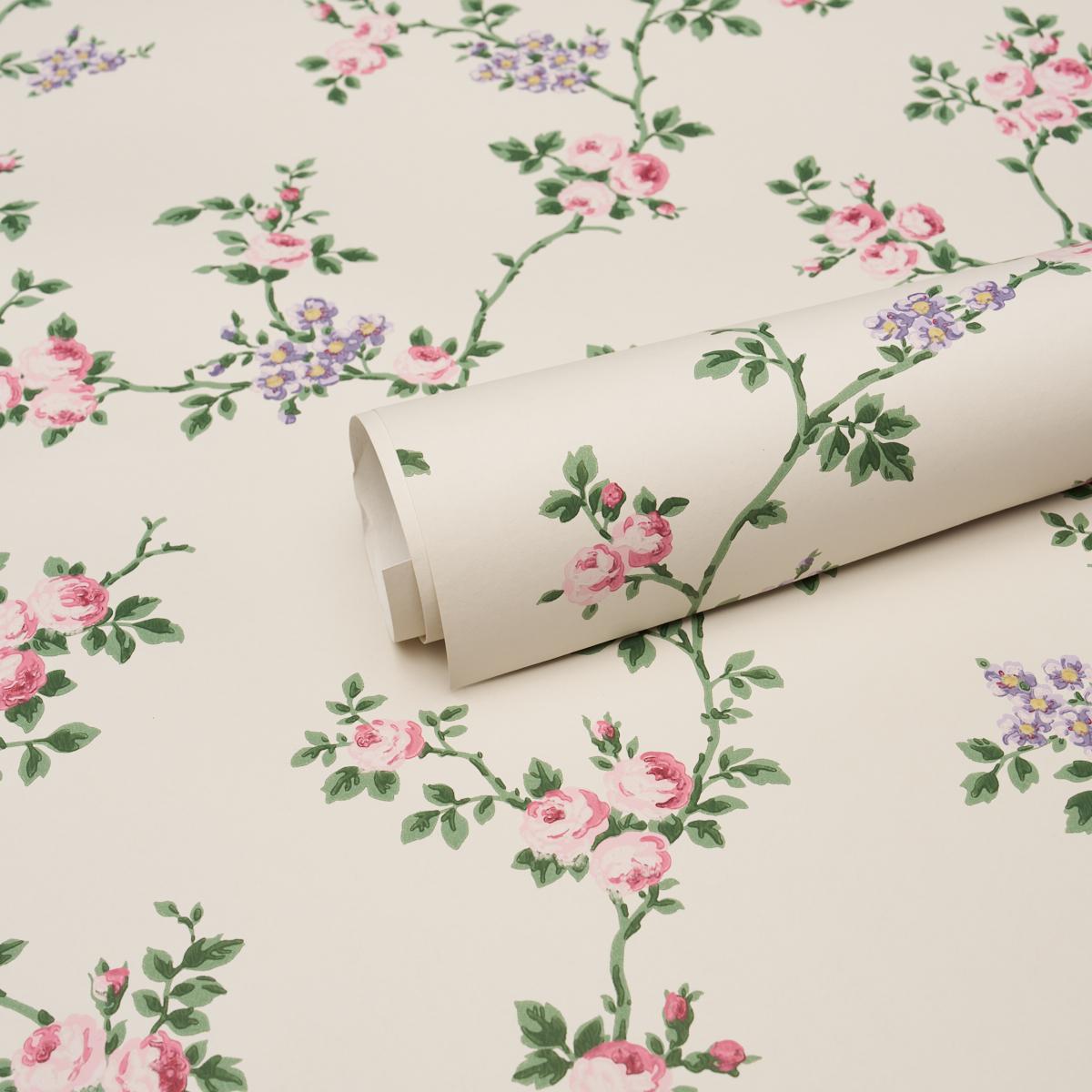 Schumacher A Rose Is A Rose Is A Rose Rose Quartz Wallpaper