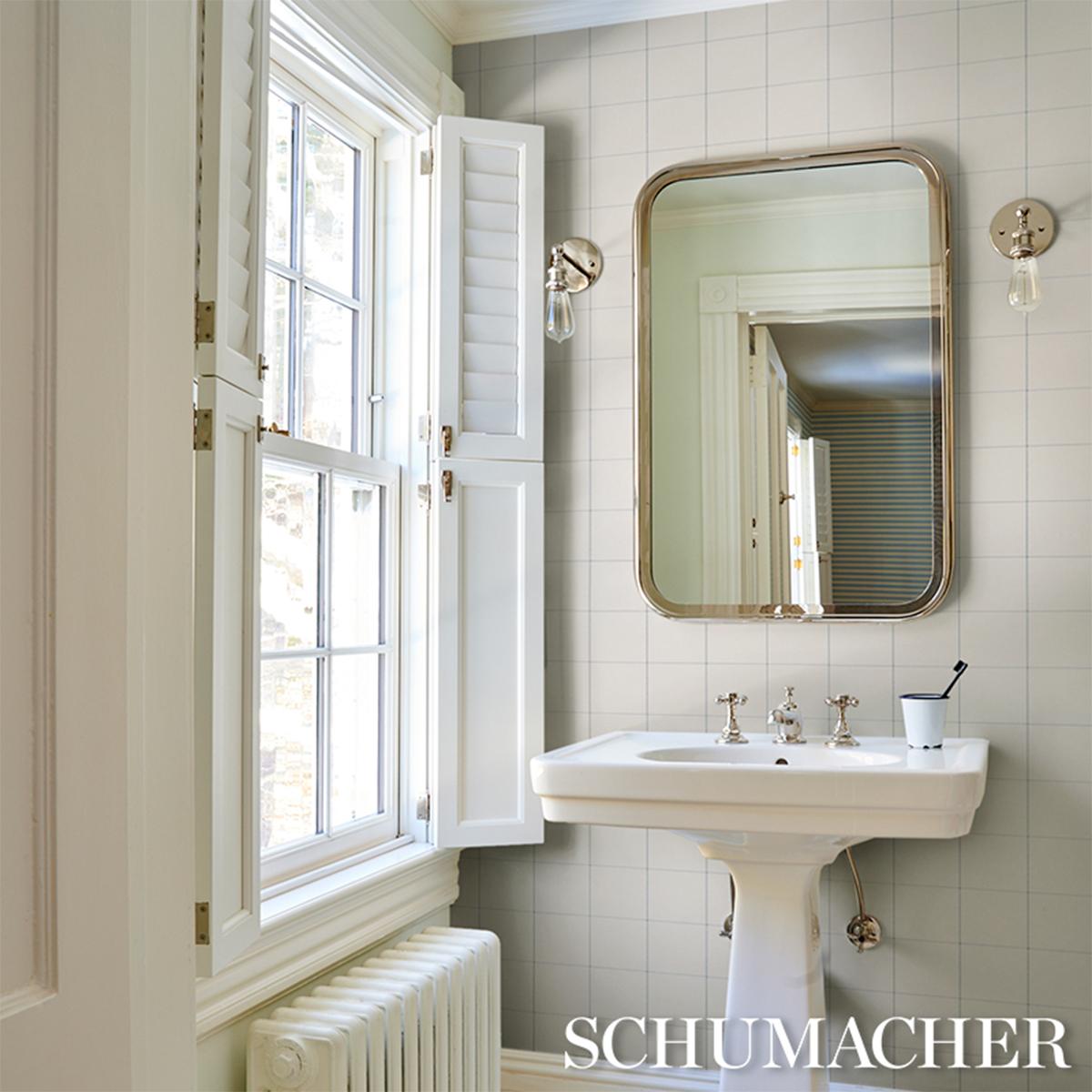 Schumacher Woodman Check Sky Wallpaper
