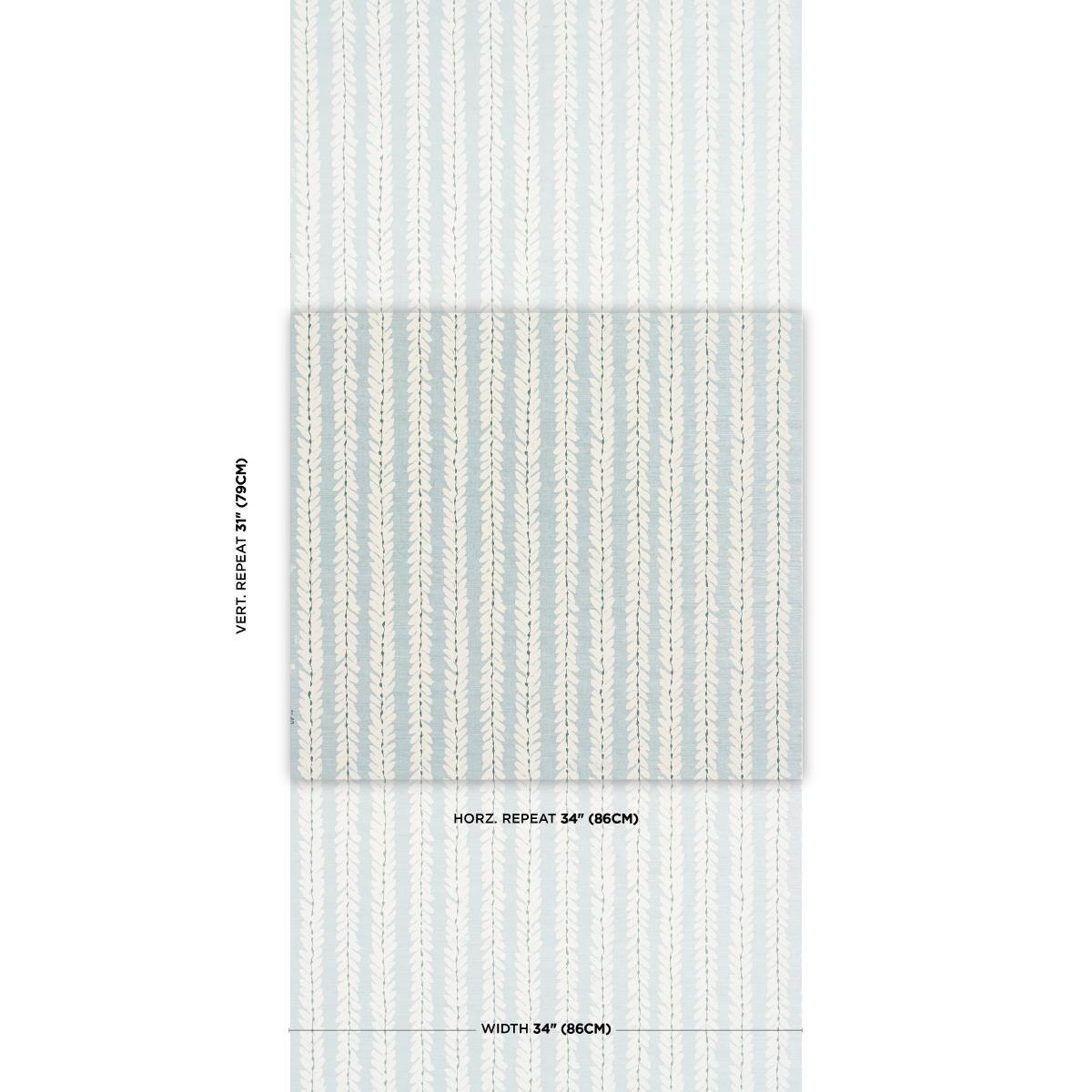 Schumacher Woodperry Hand Printed Sisal Water Blue Wallpaper