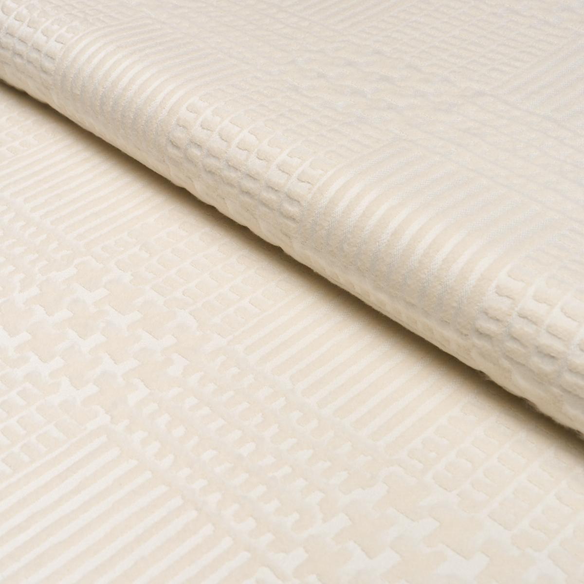 Schumacher Fuzzy Plaid Nacre Fabric