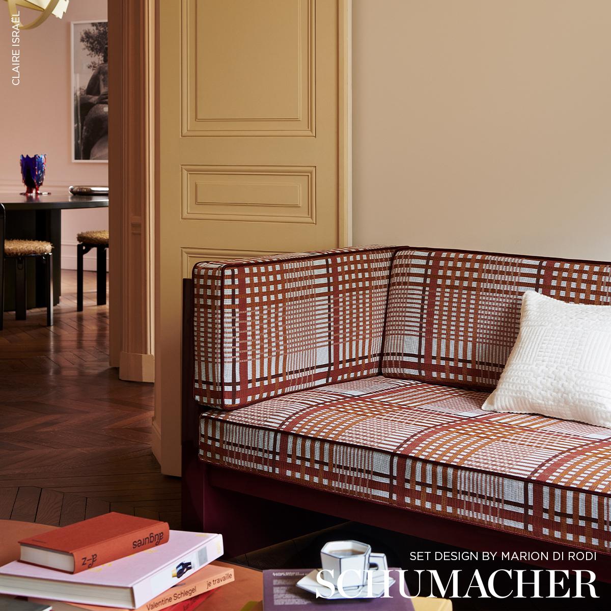 Schumacher Resonance Plaid Indoor/Outdoor Terracotta Fabric