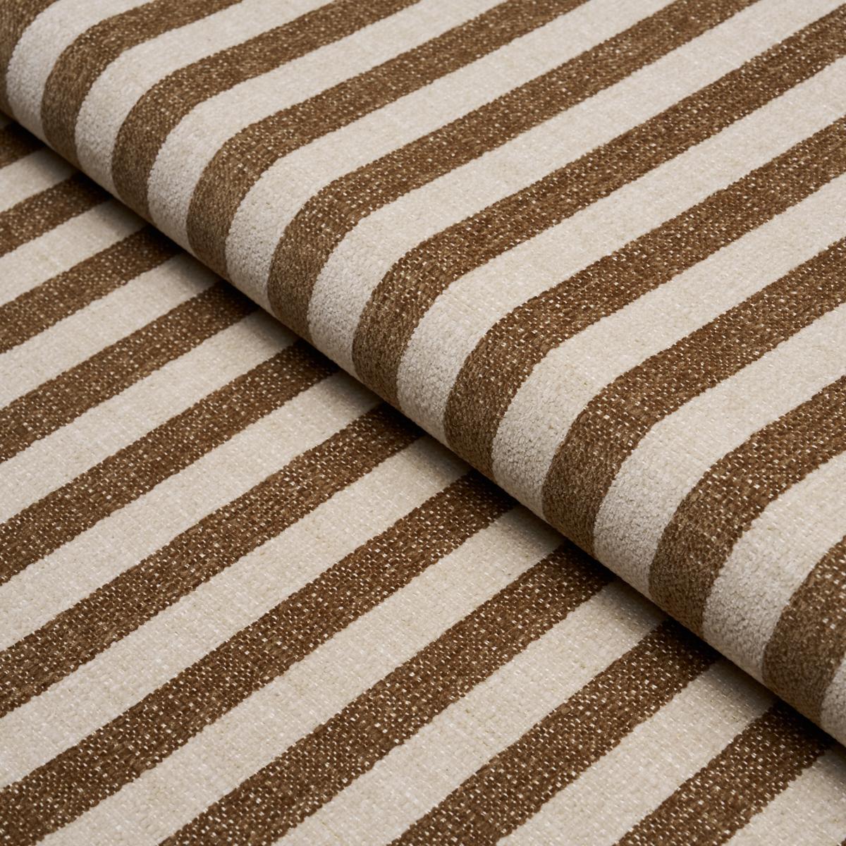 Schumacher Mallie Performance Stripe Brown Fabric