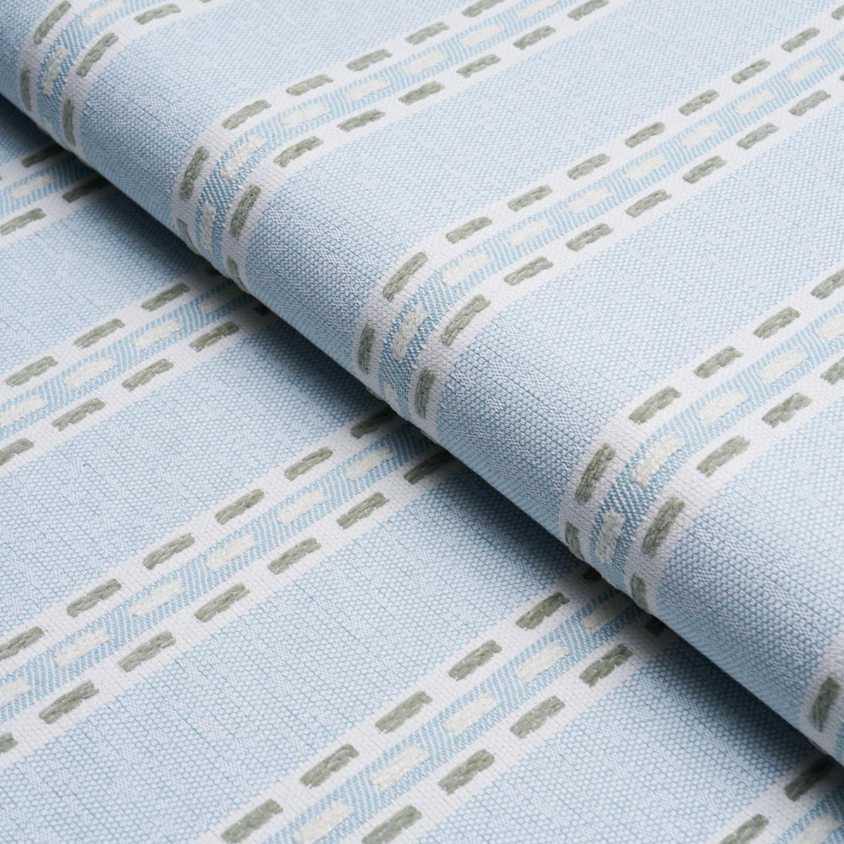 Schumacher Breakline Performance Sky & Leaf Fabric