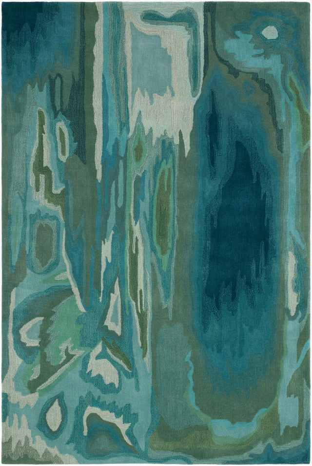 Surya Camden Abstract Marble Aqua 7'6" x 9'6" Handmade Rug