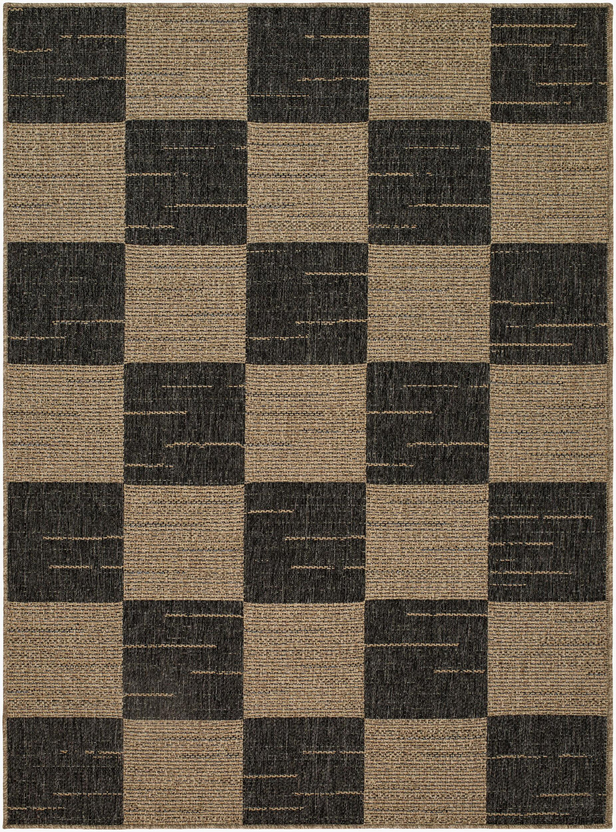 Livabliss Portafina Checkers Black 8'10" x 11'10" Machine Woven Rug