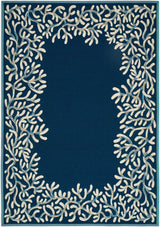 Livabliss Gabanna Coral Border Navy 6'7" x 9'4" Machine Woven Rug