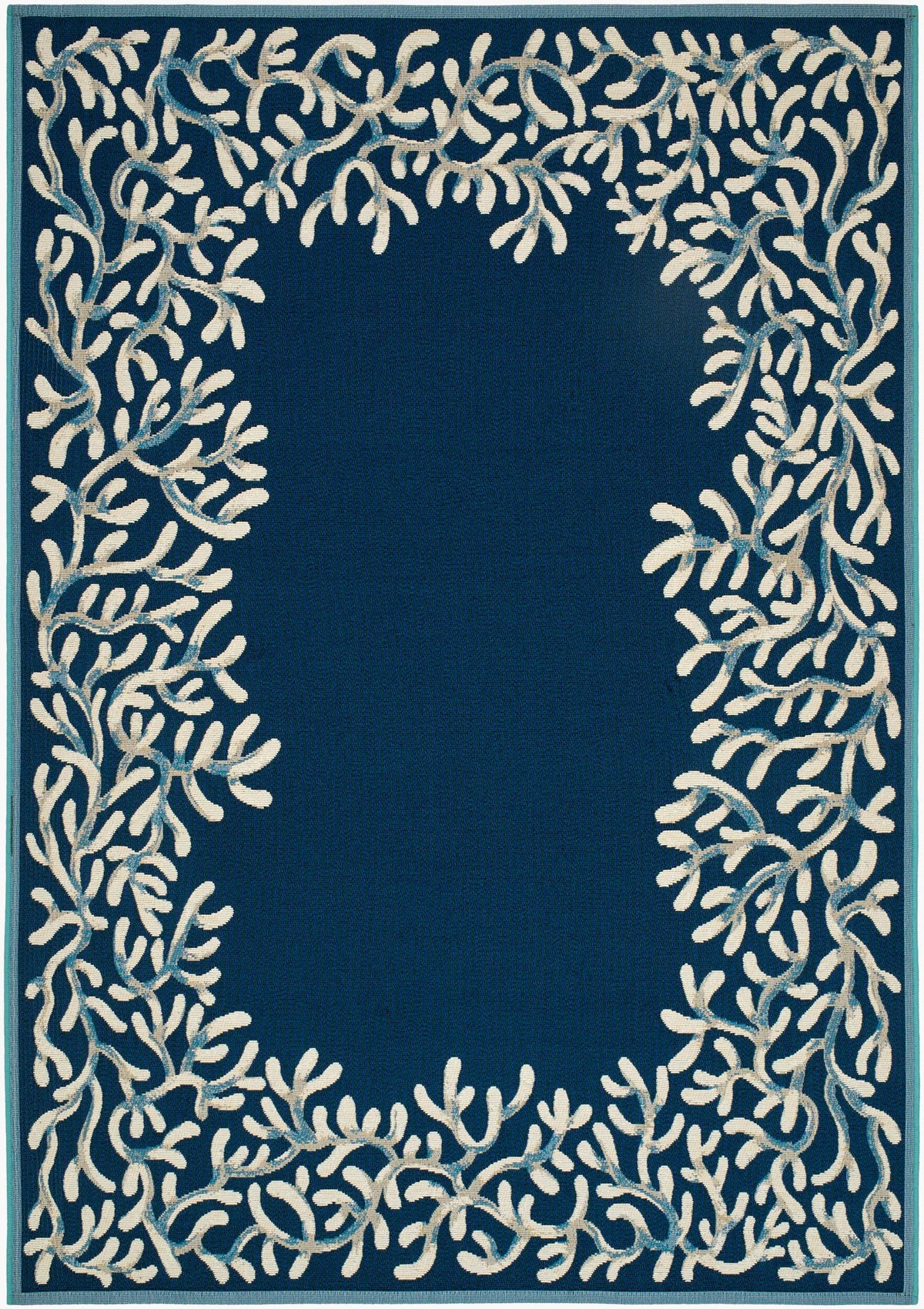 Livabliss Gabanna Coral Border Navy 7'10" x 9'10" Machine Woven Rug