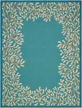 Livabliss Gabanna Coral Border Aqua 8'10" x 11'10" Machine Woven Rug