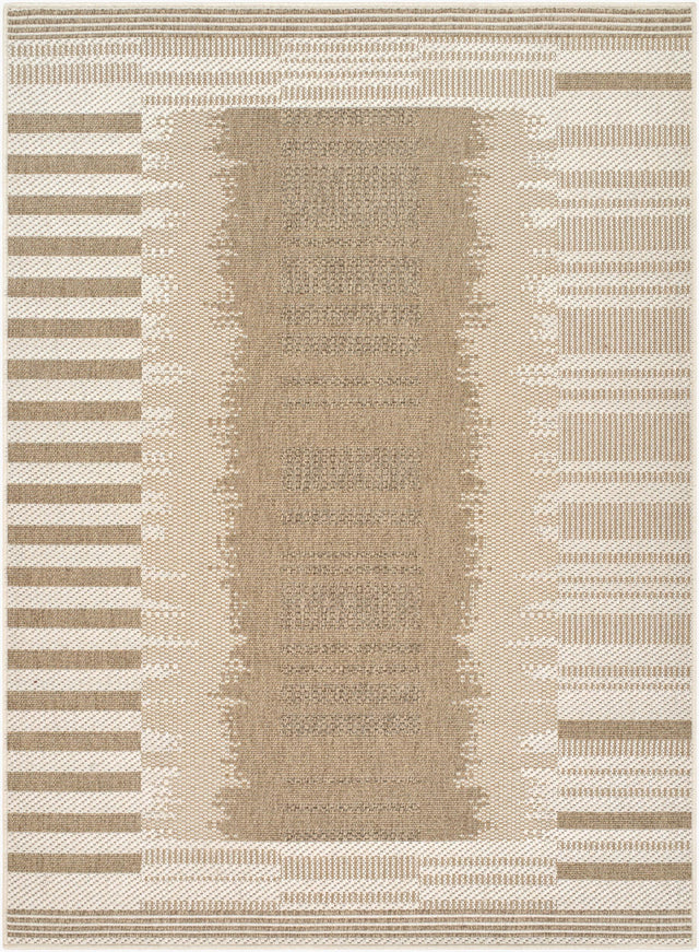 Livabliss Portafina Edges Blocks White 7'10" x 9'10" Machine Woven Rug