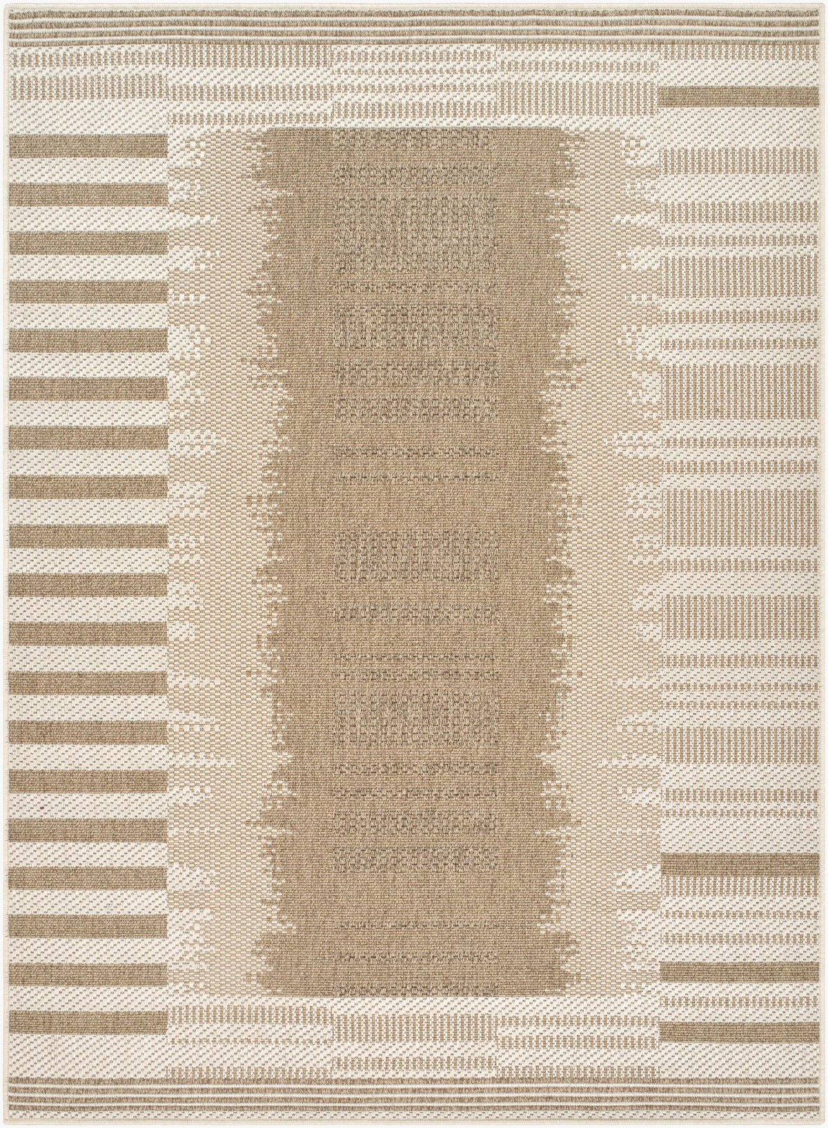 Livabliss Portafina Edges Blocks White 8'10" x 11'10" Machine Woven Rug