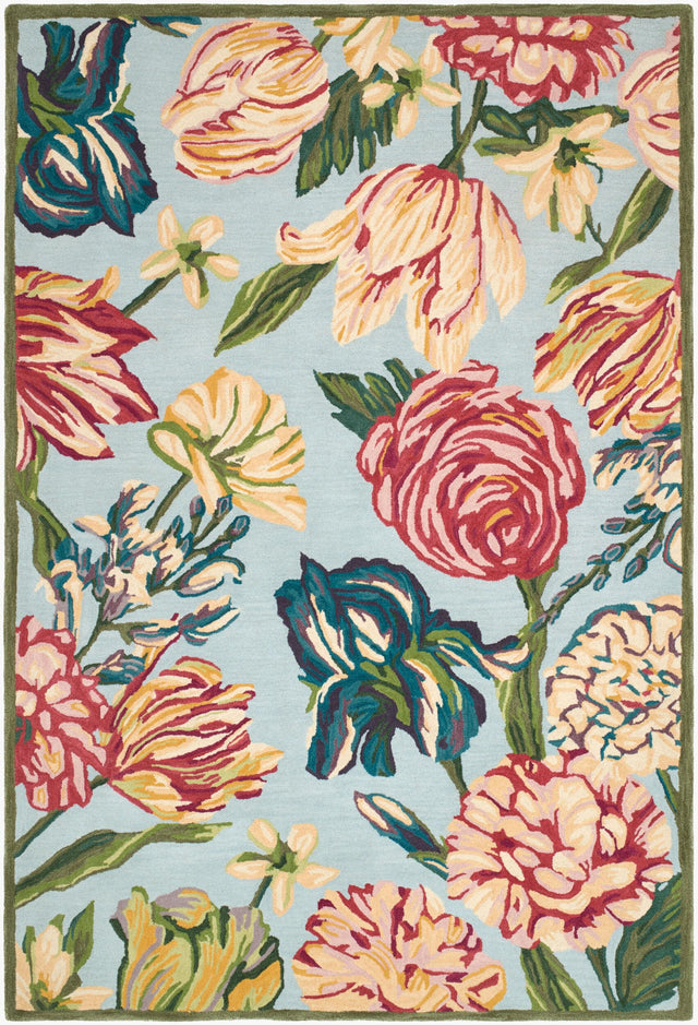 Surya Camden Garden Bloom Dusty Blue 7'6" x 9'6" Handmade Rug