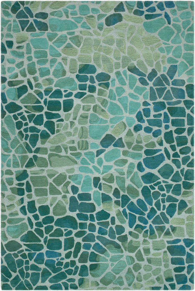 Surya Sardinia Mosaic Aqua 2'3" x 7'6" Handmade Rug