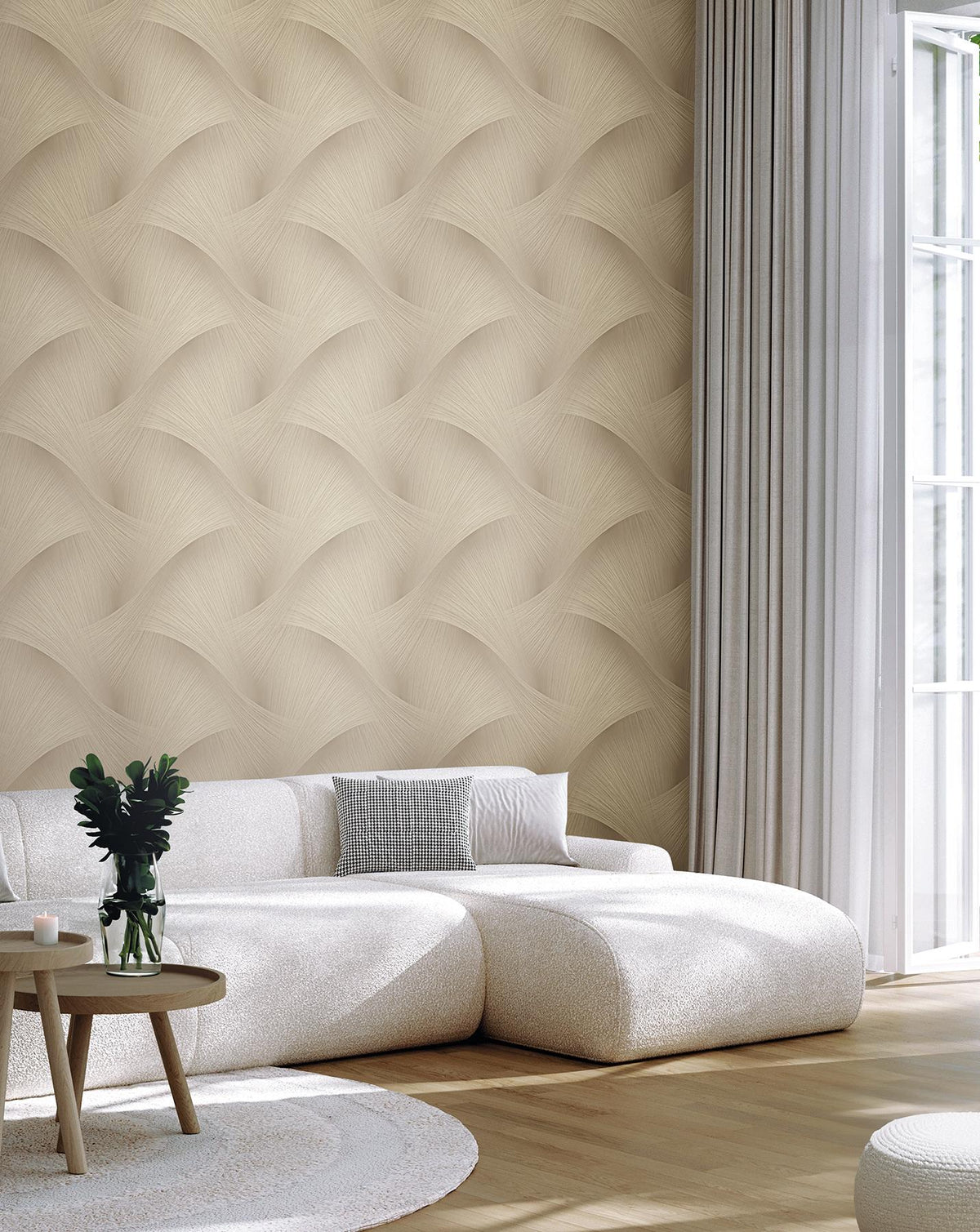 York Wallcoverings Etched Reeds Light Brown Abstract Wallpaper