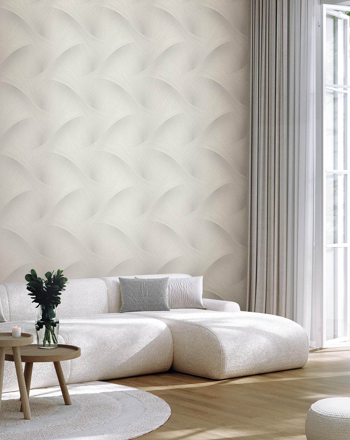 York Wallcoverings Etched Reeds Light Grey Abstract Wallpaper