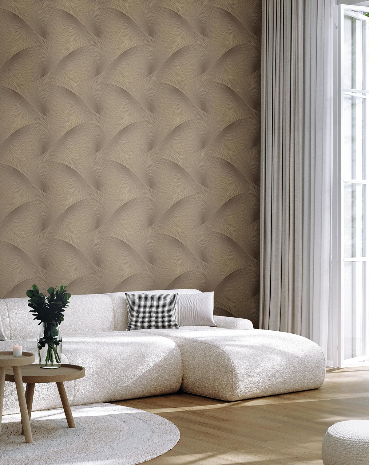 York Wallcoverings Etched Reeds Coffee Abstract Wallpaper