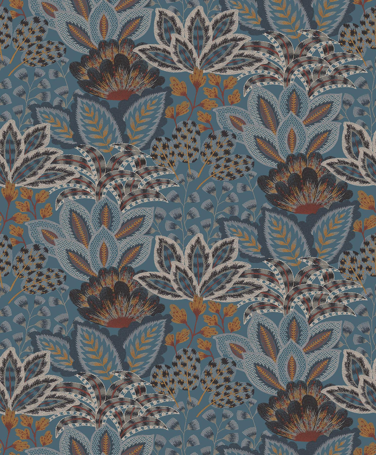 York Wallcoverings Catherine Blue Botanical Wallpaper