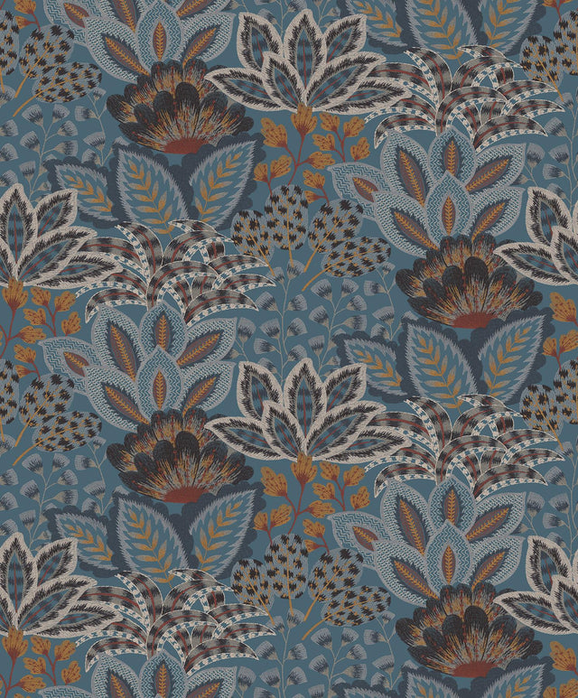 York Wallcoverings Catherine Blue Botanical Wallpaper
