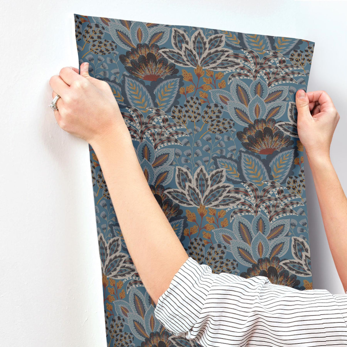 York Wallcoverings Catherine Blue Botanical Wallpaper