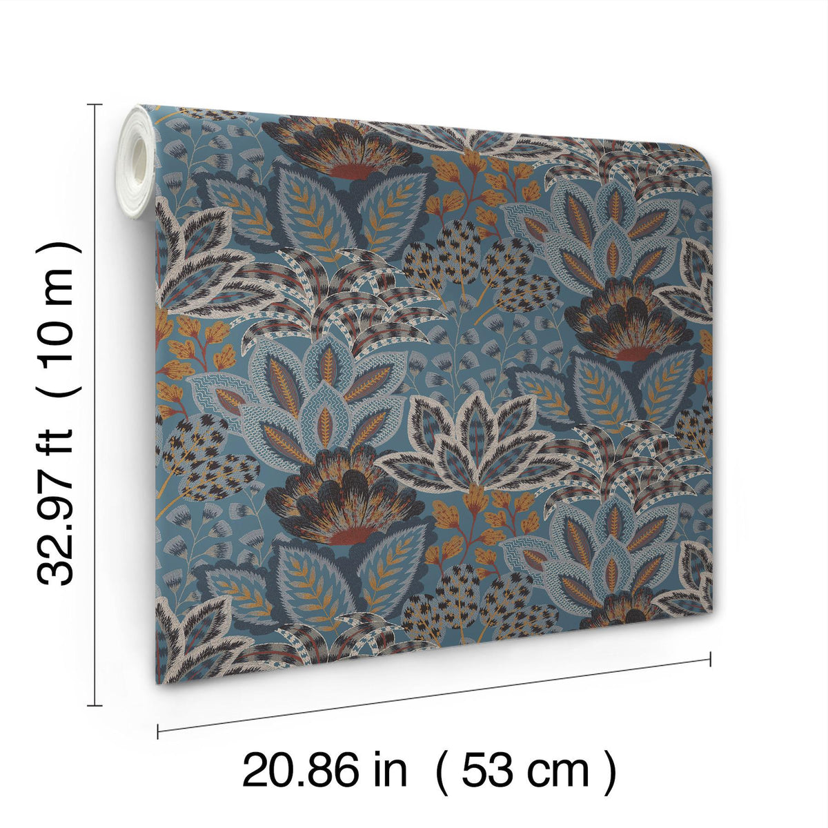 York Wallcoverings Catherine Blue Botanical Wallpaper
