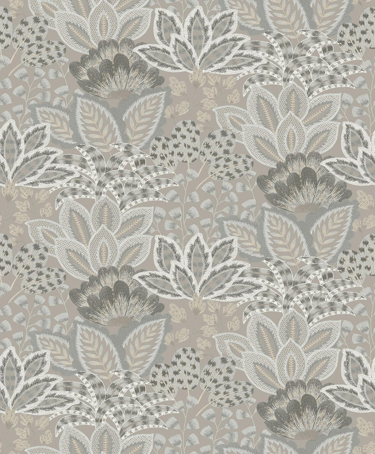 York Wallcoverings Catherine Taupe Botanical Wallpaper