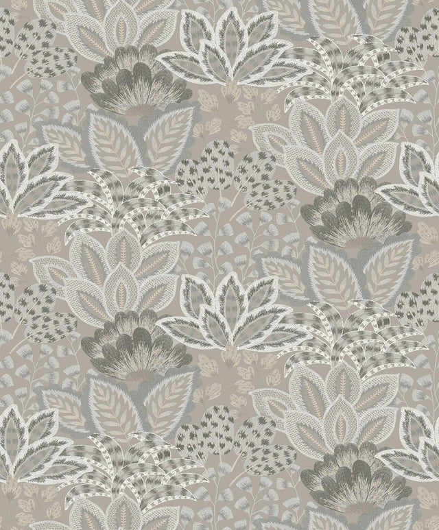 York Wallcoverings Catherine Taupe Botanical Wallpaper