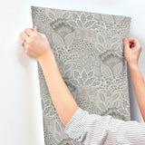 York Wallcoverings Catherine Taupe Botanical Wallpaper