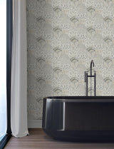 York Wallcoverings Catherine Taupe Botanical Wallpaper