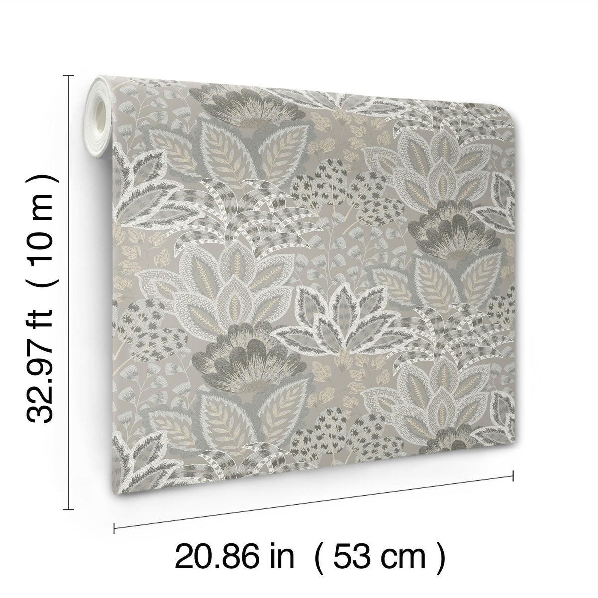 York Wallcoverings Catherine Taupe Botanical Wallpaper