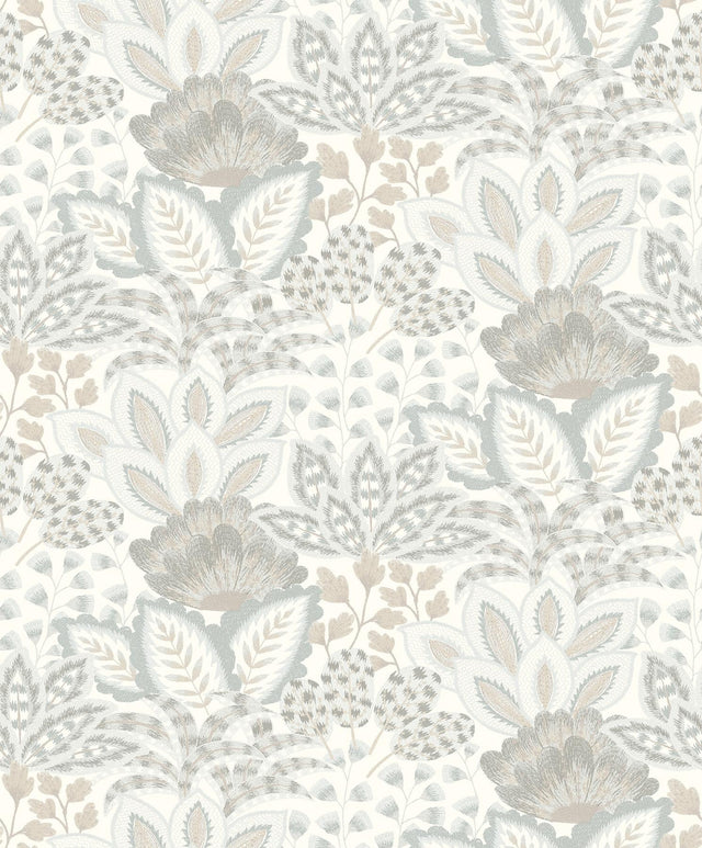 York Wallcoverings Catherine Ivory Botanical Wallpaper