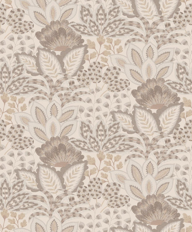 York Wallcoverings Catherine Neutral Botanical Wallpaper