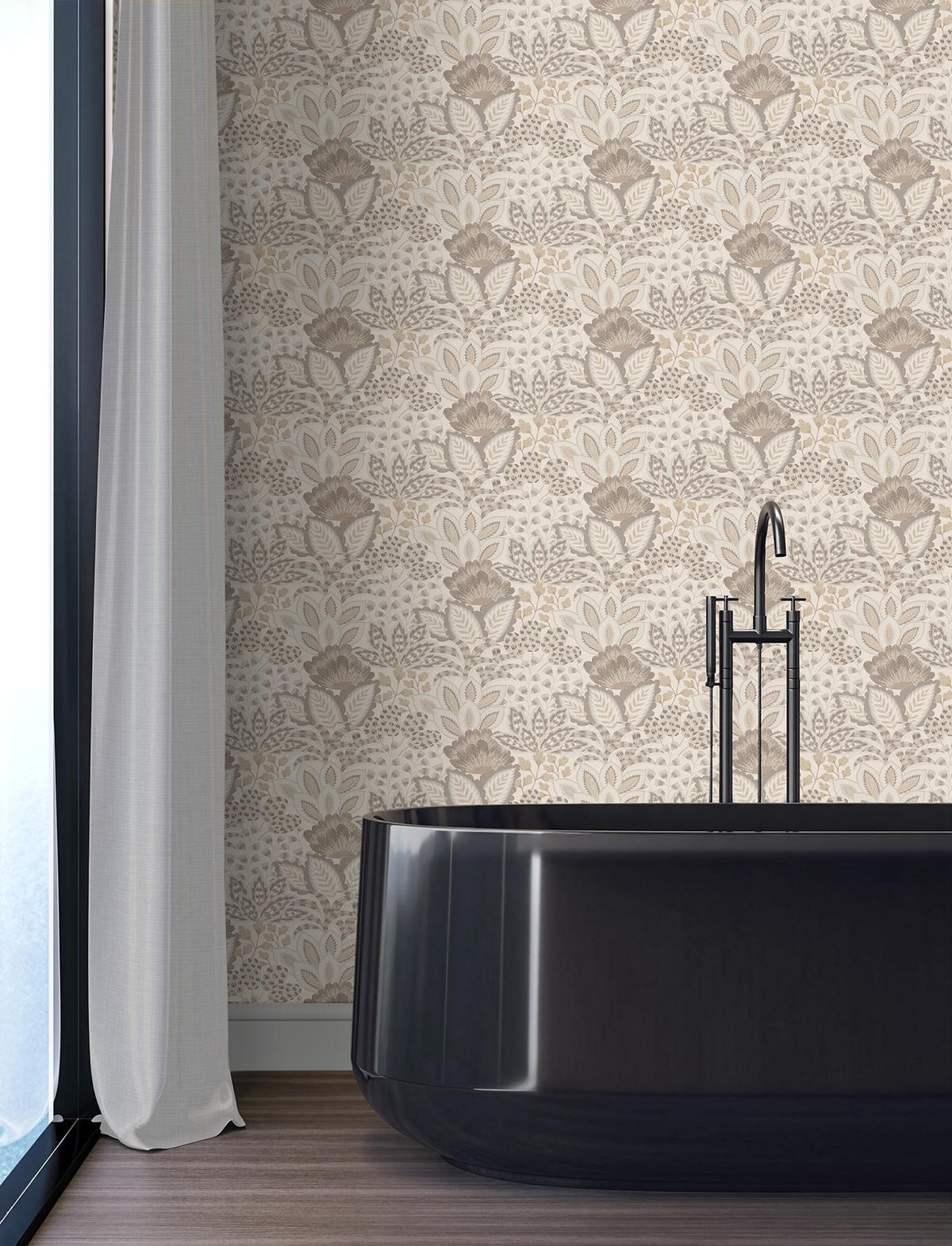 York Wallcoverings Catherine Neutral Botanical Wallpaper
