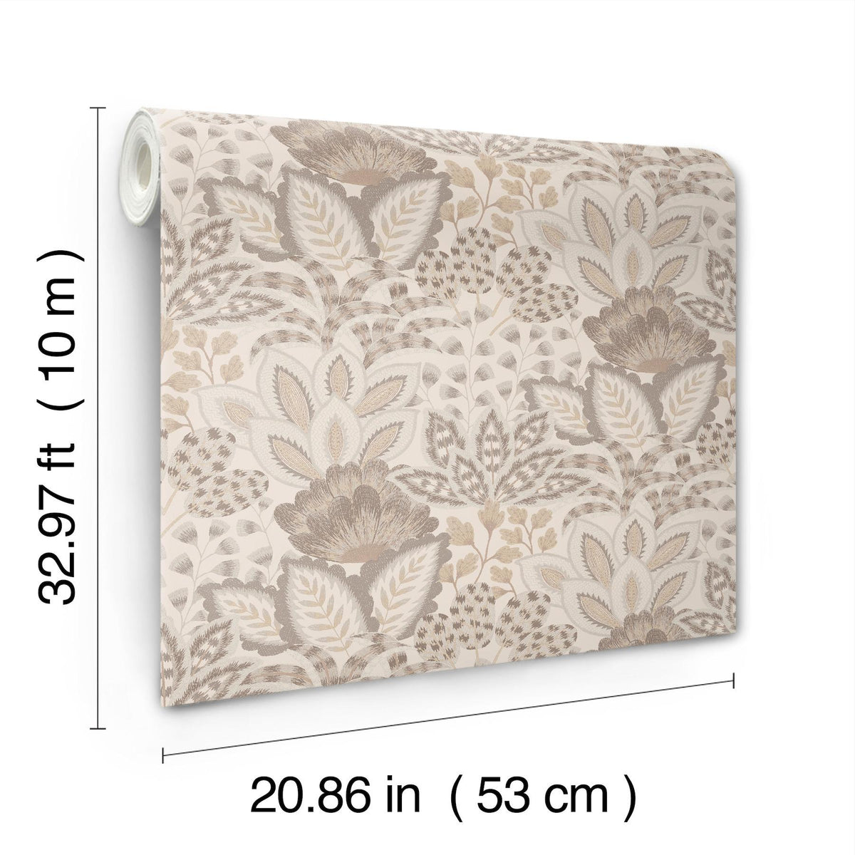 York Wallcoverings Catherine Neutral Botanical Wallpaper