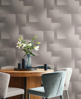 York Wallcoverings Silk Madras Grey Abstract Geometric Wallpaper