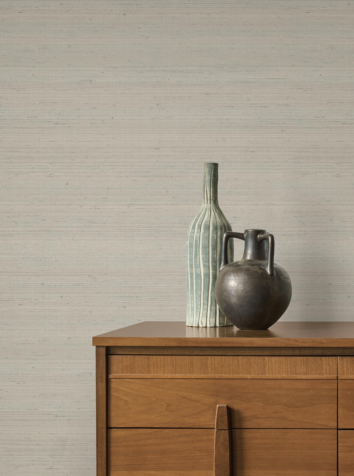 York Wallcoverings Fine Silk Taupe Faux Fabric Wallpaper