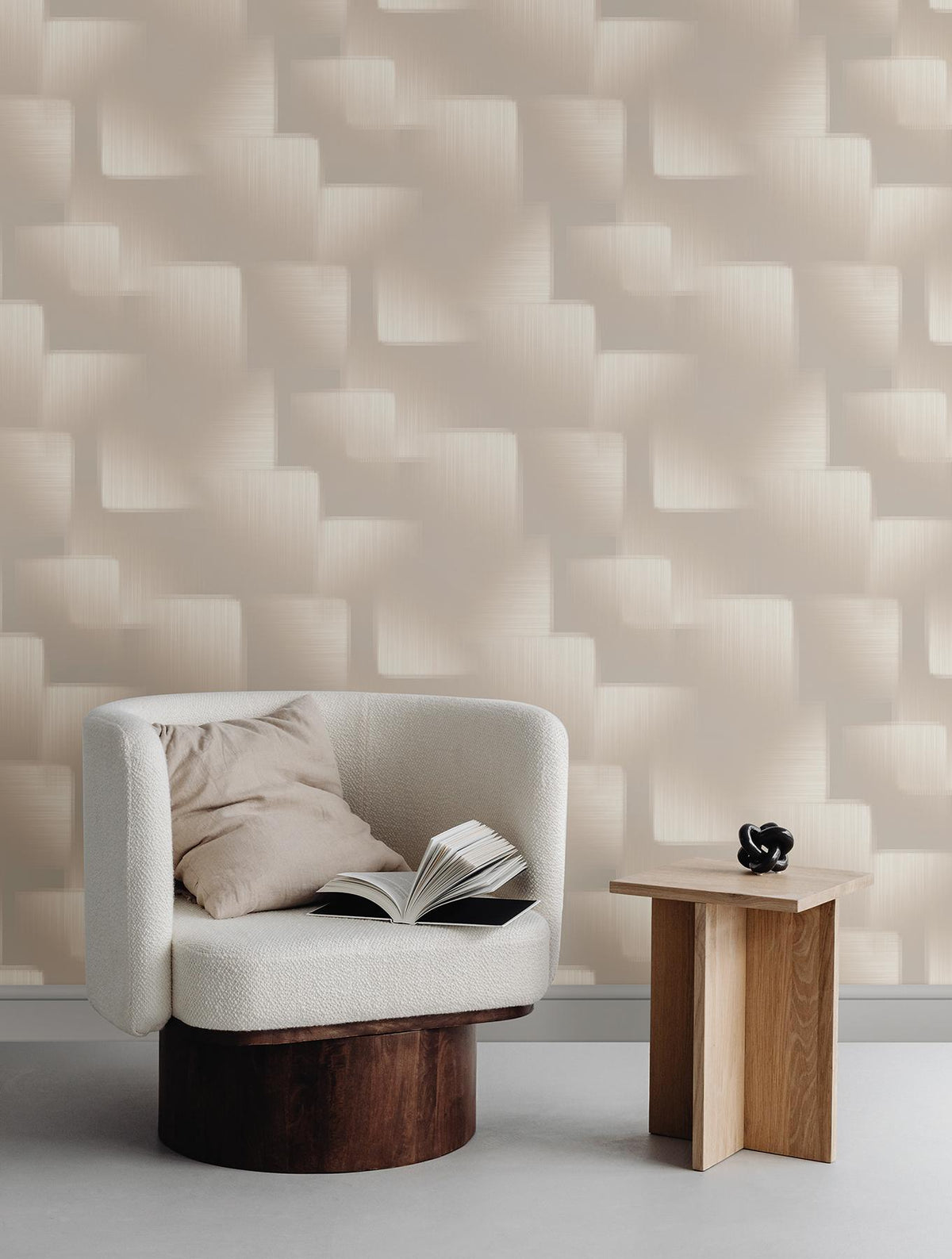 York Wallcoverings Silk Madras Beige Abstract Geometric Wallpaper