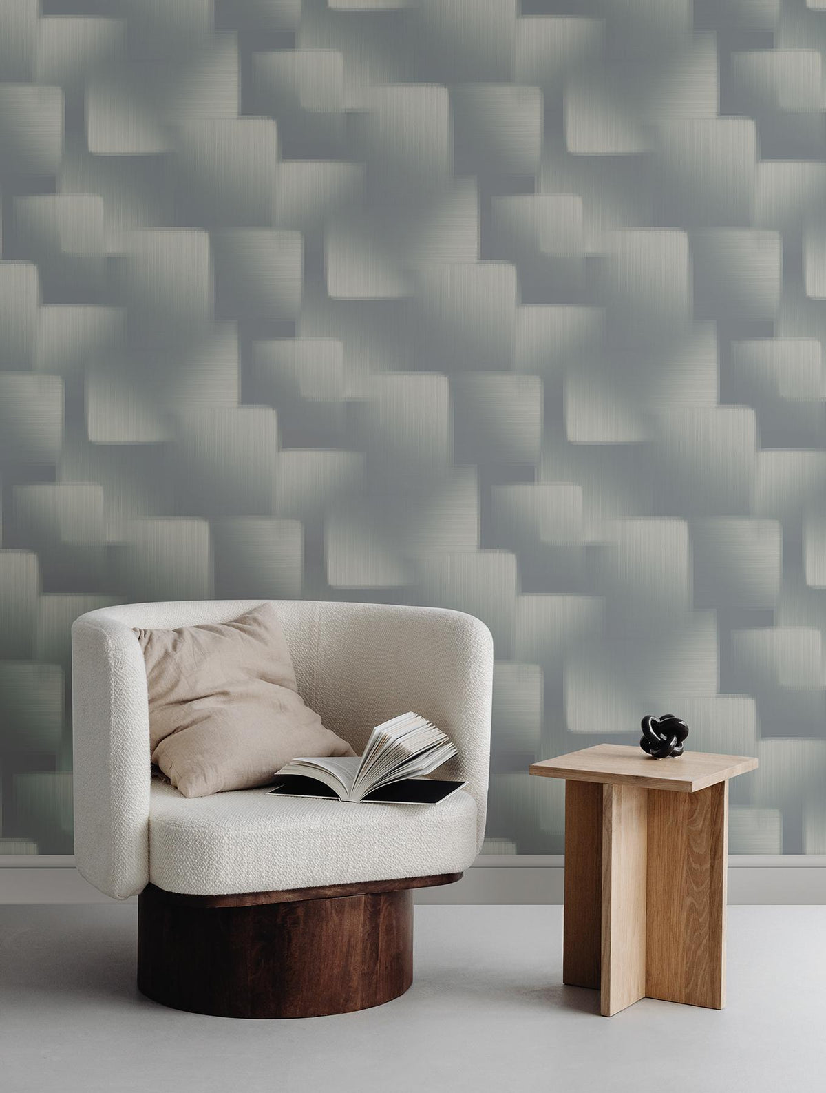 York Wallcoverings Silk Madras Slate Abstract Geometric Wallpaper