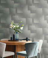York Wallcoverings Silk Madras Slate Abstract Geometric Wallpaper