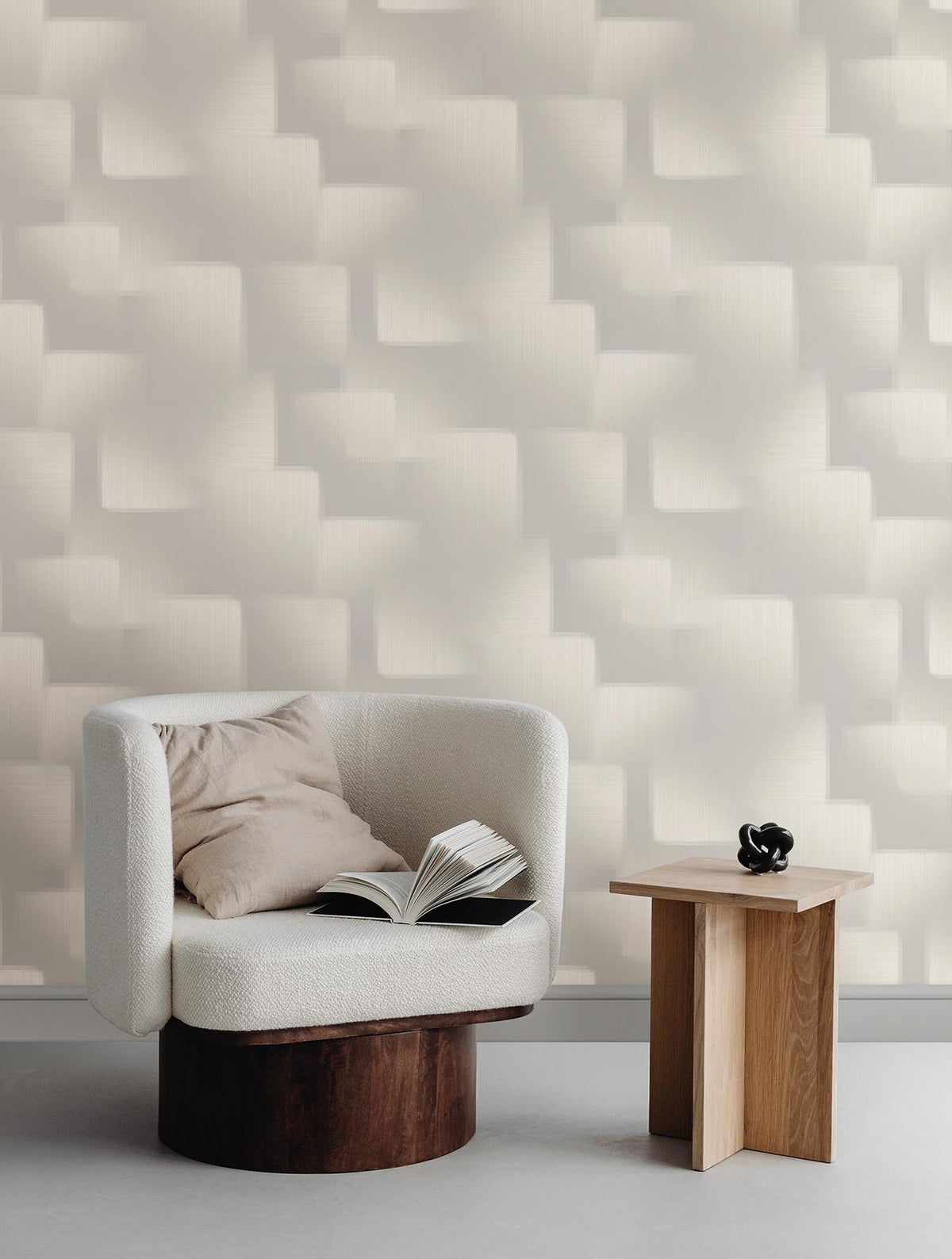 York Wallcoverings Silk Madras Light Grey Abstract Geometric Wallpaper
